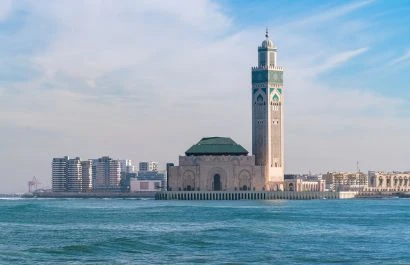 The Hassan II Mosque by the Atlantic Ocean in Casablanca, Morocco