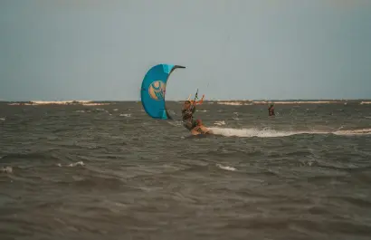 Kitsurfer riding the waves in Dakhla, Morocco - top water sport destination
